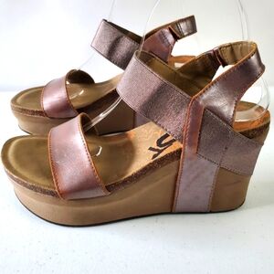 OTBT Bushnell Platform Sandal Size 9 Leather Distressed Metallic Chunky Shoe Y2K